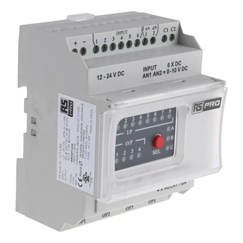 RS PRO I/O Extension Module, 8-Input Digital Input, 4 Outputs Digital Output 12-24V DC 8A 917-6389