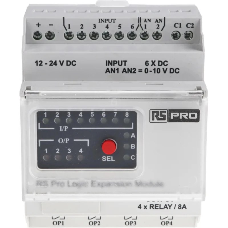 RS PRO I/O Extension Module, 8-Input Digital Input, 4 Outputs Digital Output 12-24V DC 8A 917-6389