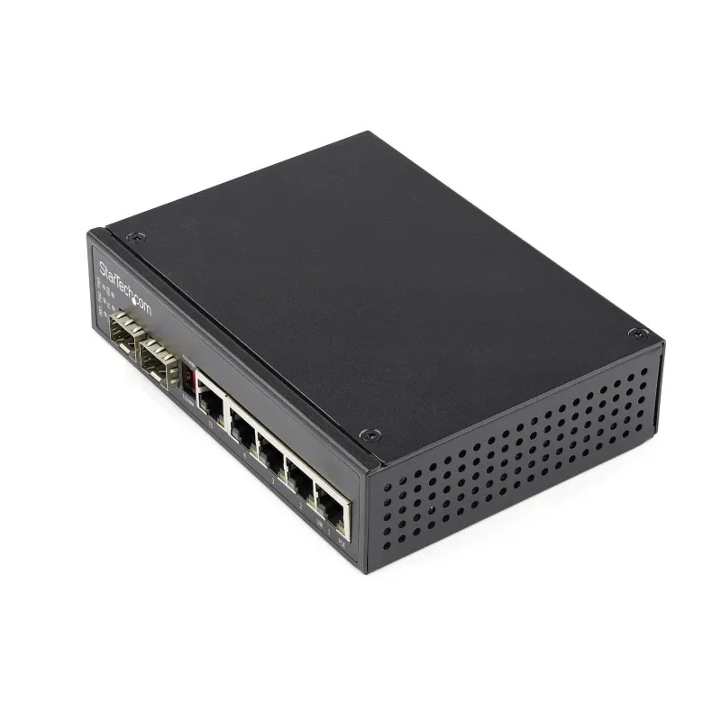 StarTech.com Unmanaged 6 Port Gigabit Switch with Power Over Ethernet, 4 PoE Ports, 2 SFP Slots, Rack Mount IES1G52UPDIN
