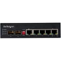 StarTech.com Unmanaged 6 Port Gigabit Switch with Power Over Ethernet, 4 PoE Ports, 2 SFP Slots, Rack Mount IES1G52UPDIN