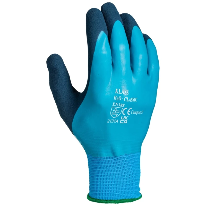 RS PRO Blue Latex Waterproof Work Gloves Size 10 with Foam Latex Palm Coating 222-2129