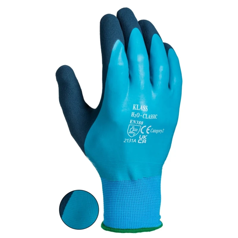 RS PRO Blue Latex Waterproof Work Gloves Size 10 with Foam Latex Palm Coating 222-2129