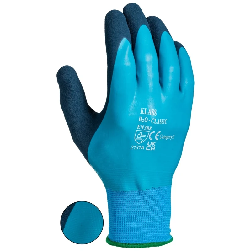 RS PRO Blue Latex Waterproof Work Gloves Size 10 with Foam Latex Palm Coating 222-2129