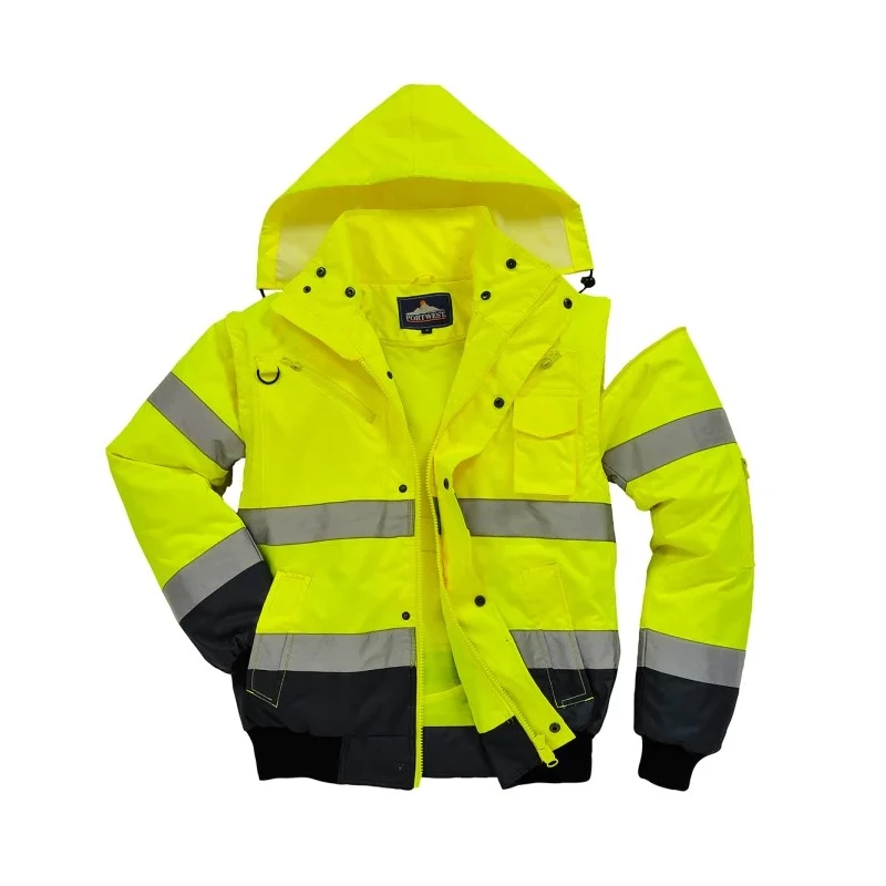 Portwest 300D Industry High Visibility Yellow Men's Hi Vis Bomber Jacket XL 918-5992