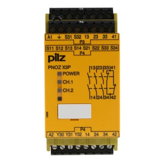 Pilz Safety Relay PNOZ X3P, 24V AC/DC, 240V AC/DC, 3 Safety Contacts, 1 Auxiliary Contact 777313