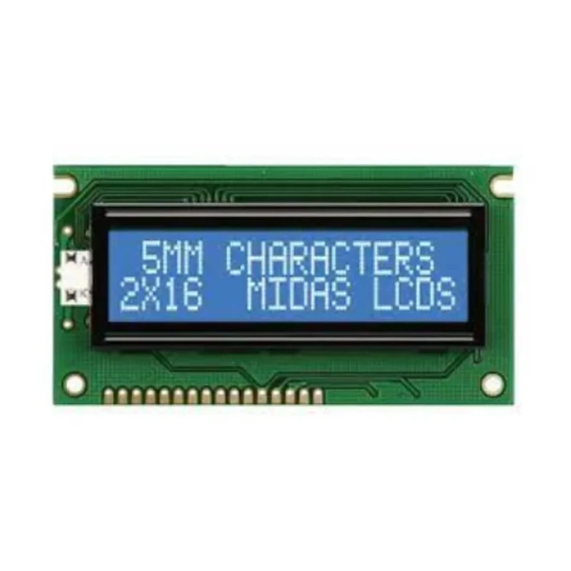Midas Alphanumeric LED LCD Monochrome Display Blue on Blue 2 x 16 MC21605A6WD-BNMLW-V2