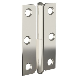 Pinet Nickel Plated Steel Butt Hinge with Lift Off Pin Screw Fixing 80mm x 50mm x 1.5mm 14-7-3401