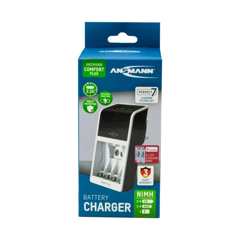 Ansmann Battery Charger for NiMH AA, AAA, 9V Batteries 650mA 100-240V AC UK Plug 1001-0094-44-01520