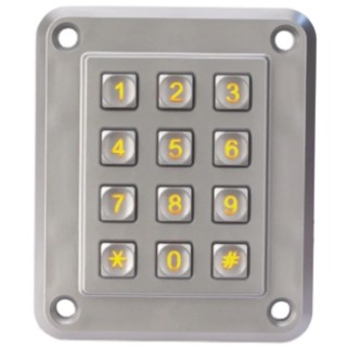 EOZ IP67 12 Key Illuminated Zamak 5 Anti-Vandal Keypad IP67