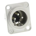 Neutrik Cable XLR Connector, Straight, 50V, Male, 3 Contacts, Silver over Nickel Plating NC3MD-LX