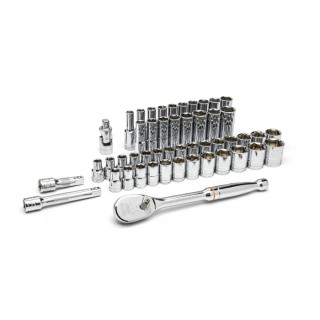 GearWrench 49-Piece 1/2 in 6 Point Socket Set Chrome Vanadium Steel Alloy Steel 80700D