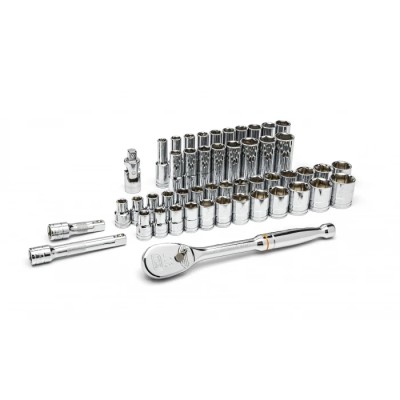 GearWrench 49-Piece 1/2 in 6 Point Socket Set Chrome Vanadium Steel Alloy Steel 80700D