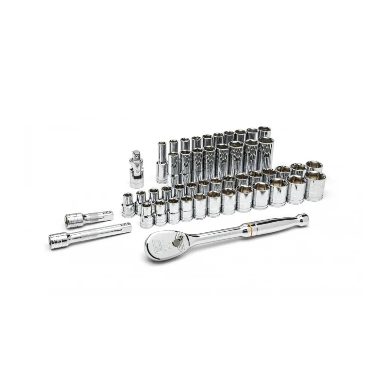 GearWrench 49-Piece 1/2 in 6 Point Socket Set Chrome Vanadium Steel Alloy Steel 80700D