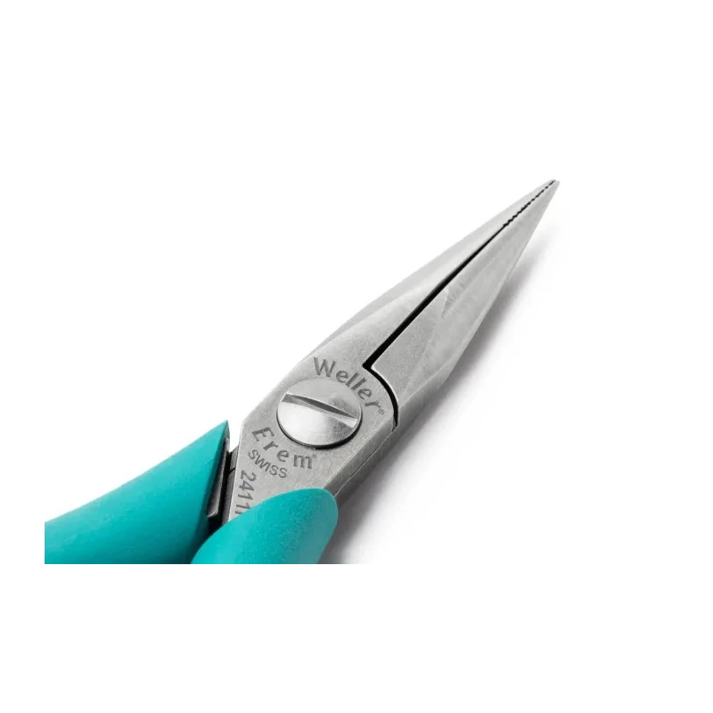 Weller Erem Long Nose Plier Round, 146mm Overall Length, 1mm Tip, 35.5mm Jaw Length, 11mm Jaw Width, ESD Safe 2411PD