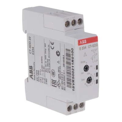 ABB 1SVR Series DIN Rail Timer Relay 2-Contact 48 V dc 24V ac 240 V ac 0.05 s to 10 min 1SVR500211R0100 - CT-SDD.22