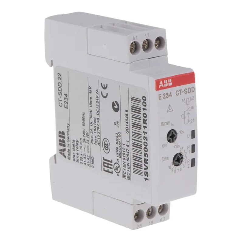 ABB 1SVR Series DIN Rail Timer Relay 2-Contact 48 V dc 24V ac 240 V ac 0.05 s to 10 min 1SVR500211R0100 - CT-SDD.22