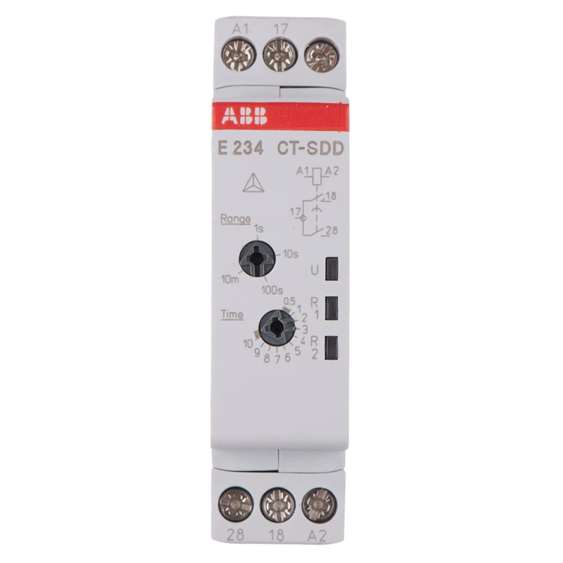 ABB 1SVR Series DIN Rail Timer Relay 2-Contact 48 V dc 24V ac 240 V ac 0.05 s to 10 min 1SVR500211R0100 - CT-SDD.22