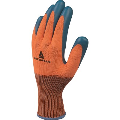Delta Plus Orange Polyester Latex Gloves Size 11 with PURE Latex Coating VE733