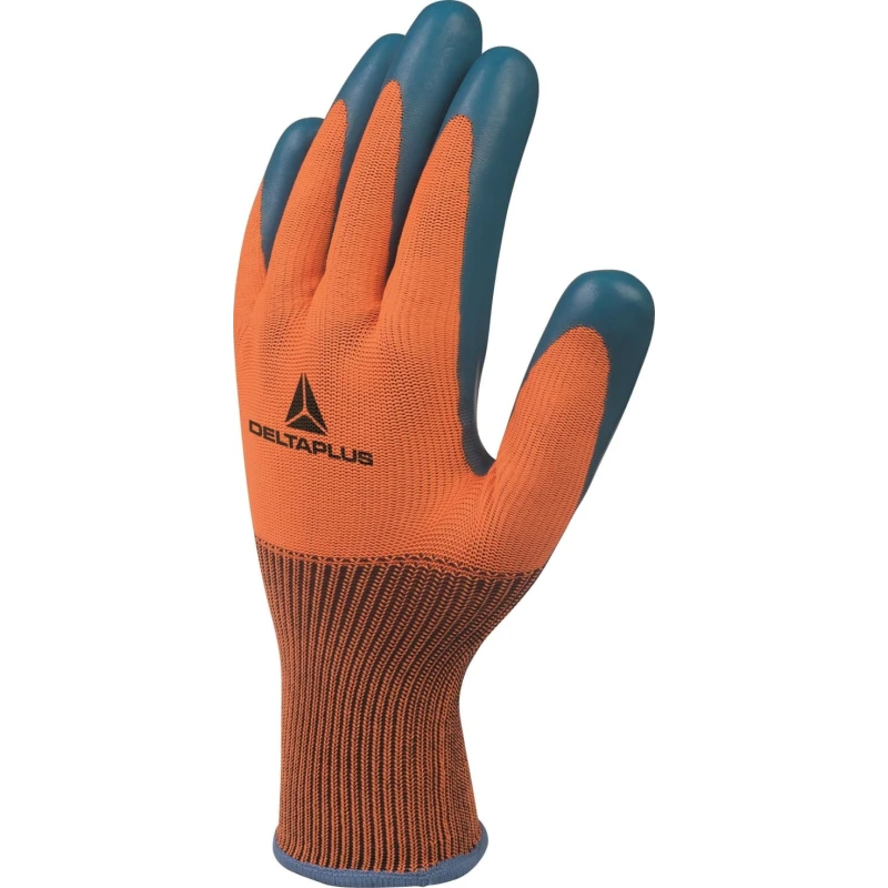 Delta Plus Orange Polyester Latex Gloves Size 11 with PURE Latex Coating VE733