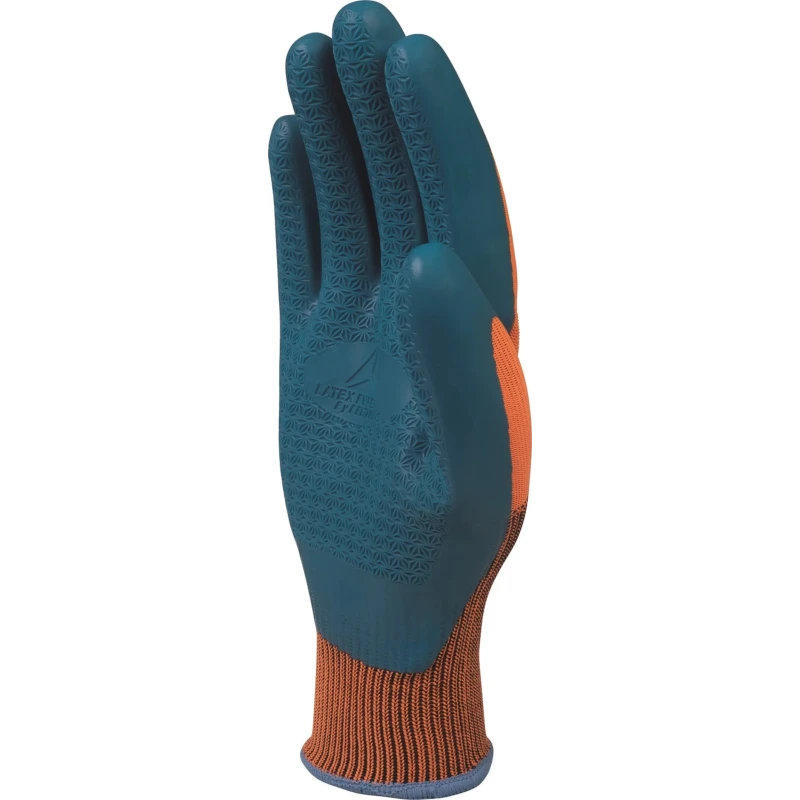 Delta Plus Orange Polyester Latex Gloves Size 11 with PURE Latex Coating VE733