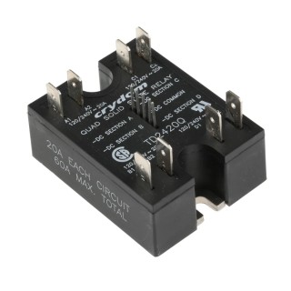 Crydom Quad Series Solid State Relay, Panel Mount, 20 A Load Current, 280 V Load Voltage, 4-15 V DC Control TD2420Q