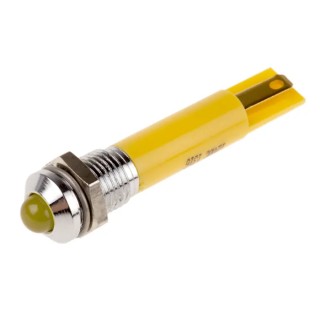 RS PRO Yellow Panel Mount Indicator 12V DC 20mA Silver Bezel Prominent 210-434