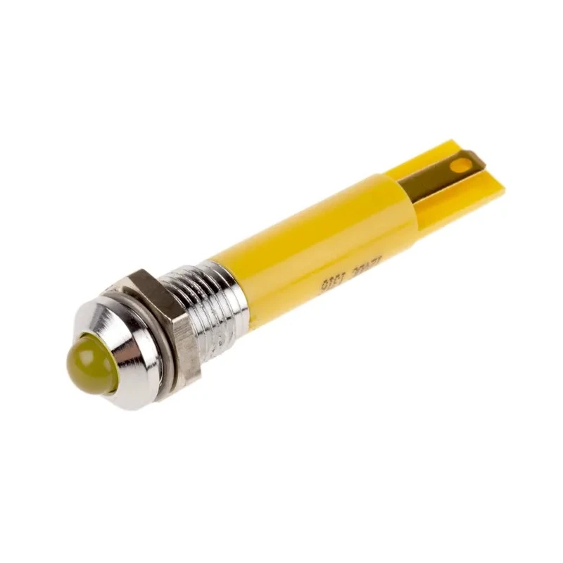 RS PRO Yellow Panel Mount Indicator 12V DC 20mA Silver Bezel Prominent 210-434