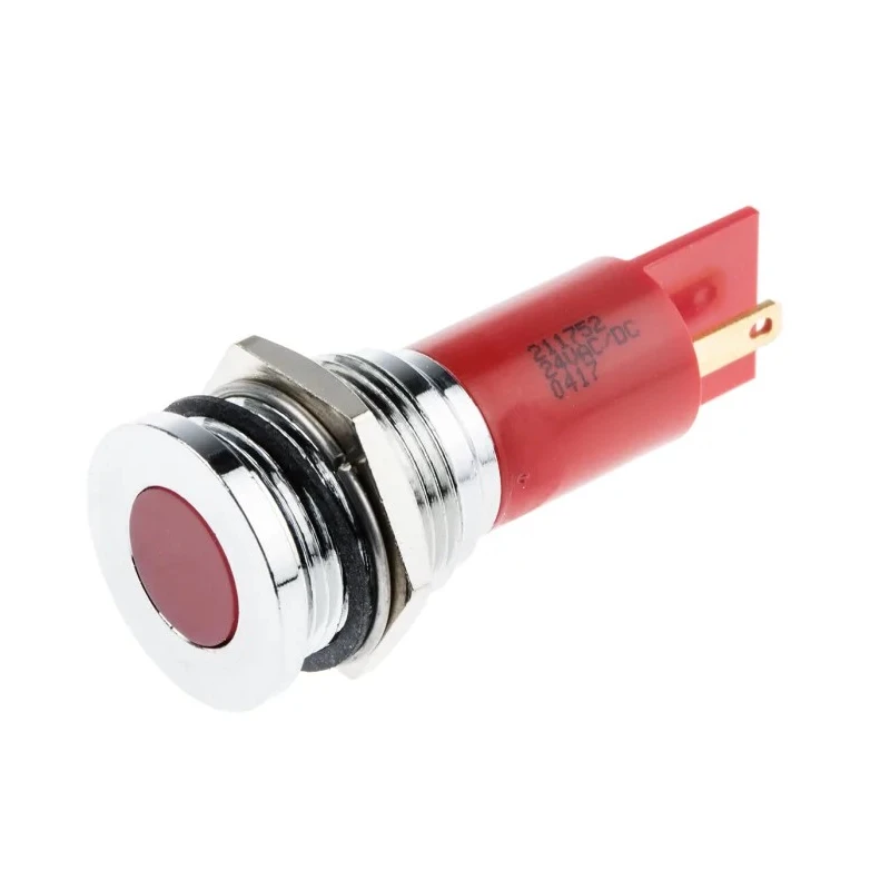 RS PRO Red Panel Mount Indicator 24 V AC/DC 20mA Solder Tab Termination Flush Bezel 211-752
