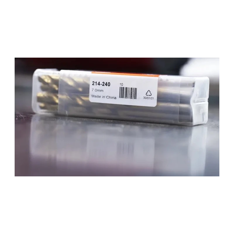 RS PRO High-Speed Steel (HSS) Titanium Nitride Coated Jobber Drill Bits, 109mm Overall Length, 7mm Shank Size, 10 214-240