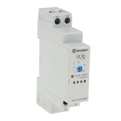 Finder 80 Series DIN Rail Timer Relay, 1-Contact SPDT, 24 to 240 V AC/DC, 16A, IP20, Interval Mode, 0.1s to 80.21.0.240.0000