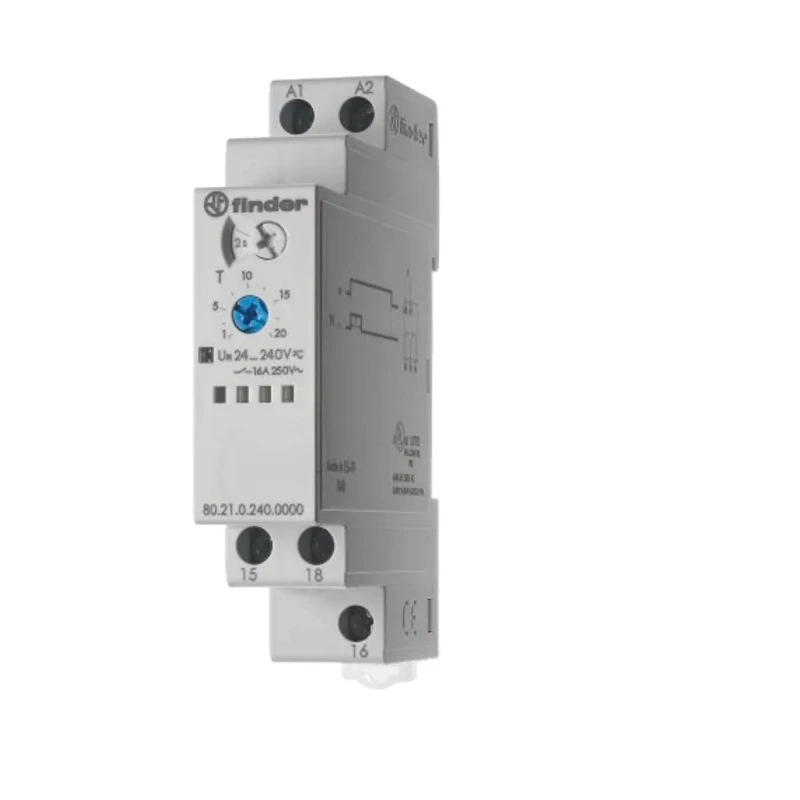 Finder 80 Series DIN Rail Timer Relay, 1-Contact SPDT, 24 to 240 V AC/DC, 16A, IP20, Interval Mode, 0.1s to 80.21.0.240.0000