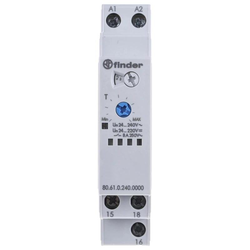 Finder 80 Series DIN Rail Timer Relay, 1-Contact, 240 V dc 24V ac, 240 V ac Power-Off Delay SPDT Switch 80.61.0.240.0000