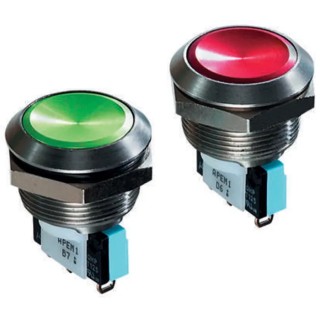 APEM AV Series Push Button Switch Momentary Panel Mount SPDT IP65 19.2 mm Cutout 48 V dc 250 V ac AV22LP402