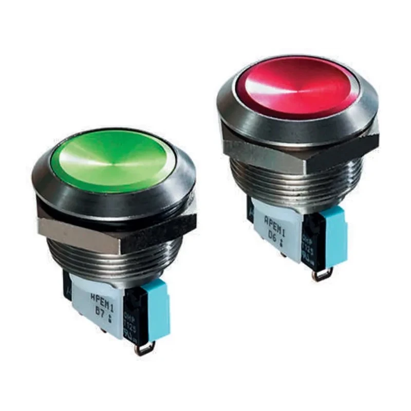APEM AV Series Push Button Switch Momentary Panel Mount SPDT IP65 19.2 mm Cutout 48 V dc 250 V ac AV22LP402