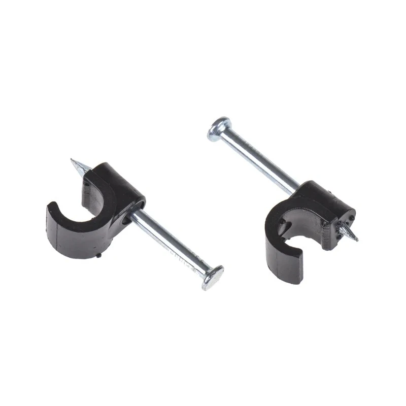 RS PRO Black Polyethylene TV Cable Clip, Nail Fixing, 6 mm Max Bundle Diameter, 7.18 mm Length, 4.69 mm Width, 7.18 233-415