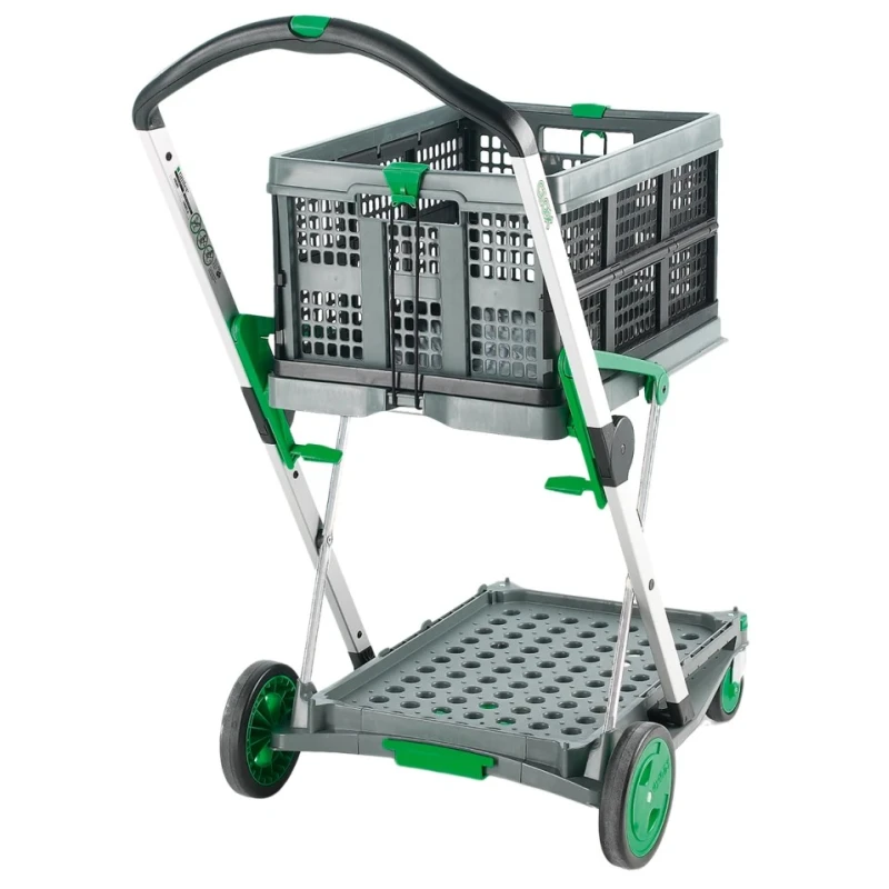 RS PRO 2 Aluminium Rubber Folding Trolley with 2 Shelves, Plastic Platform 670mm x 470mm, Load Capacity 60 kg 157-474