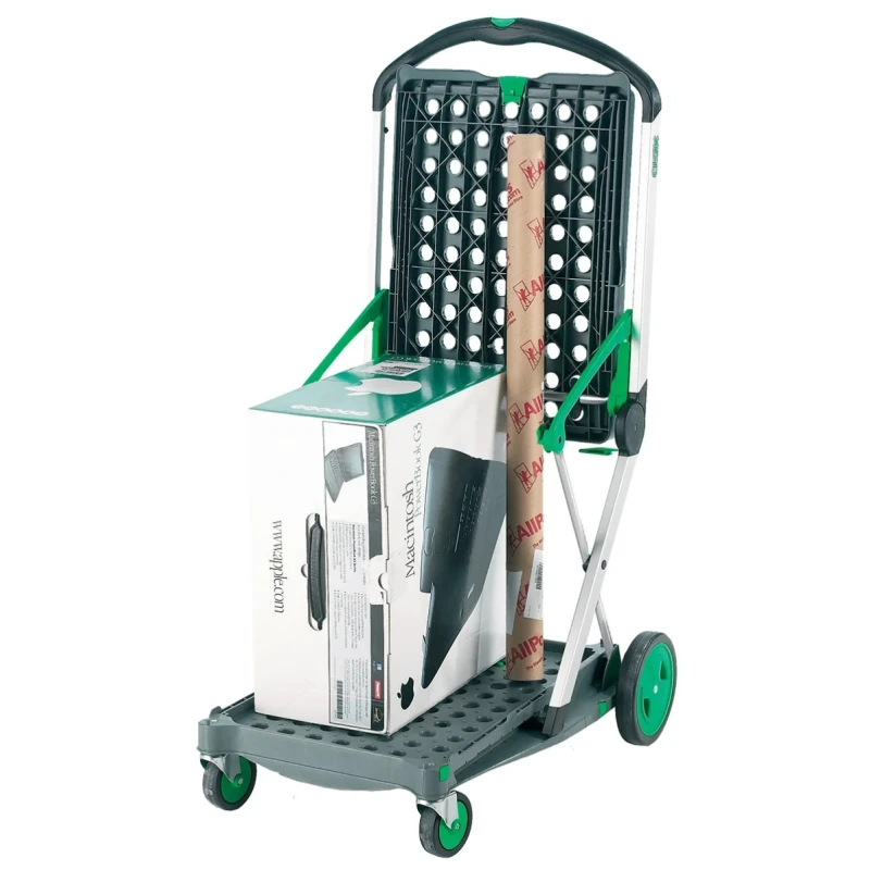 RS PRO 2 Aluminium Rubber Folding Trolley with 2 Shelves, Plastic Platform 670mm x 470mm, Load Capacity 60 kg 157-474
