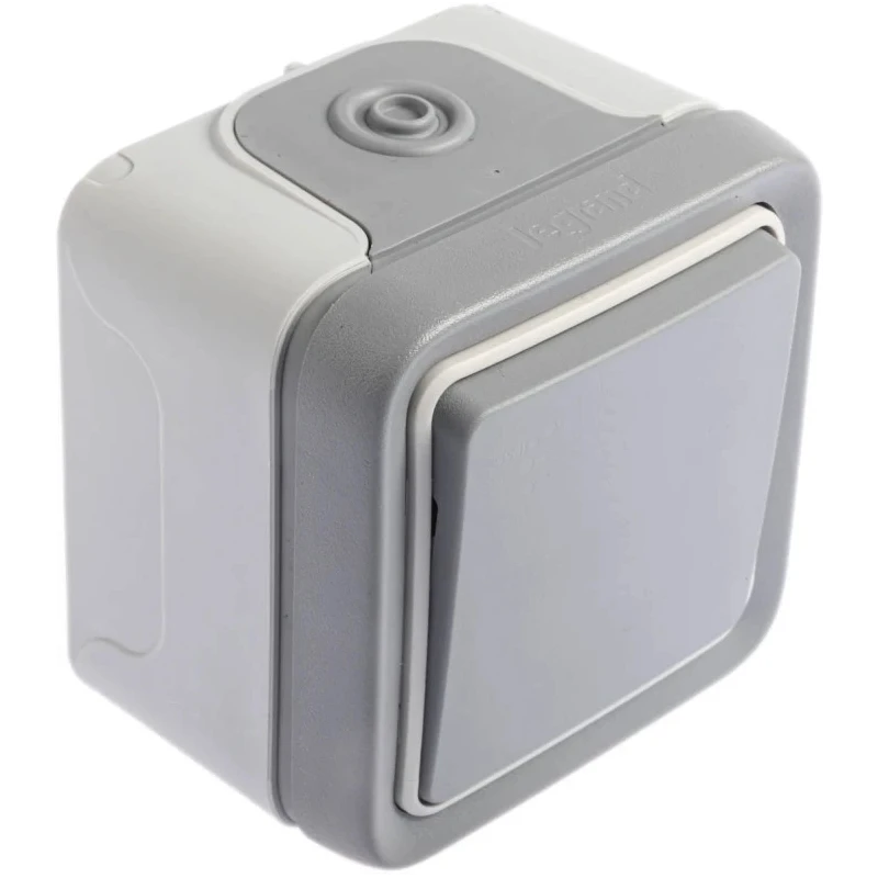 Legrand Grey Surface-Mounted 2 Way Light Switch Plexo 250V 10A IP55 0 697 11