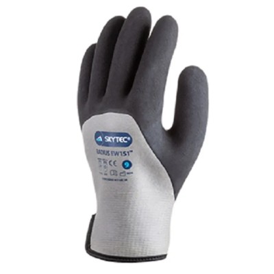 Skytec RADIUS EW151 Black Grey Acrylic Glass Latex Nylon Polyethylene Gloves Size 11 Latex Coating EW151