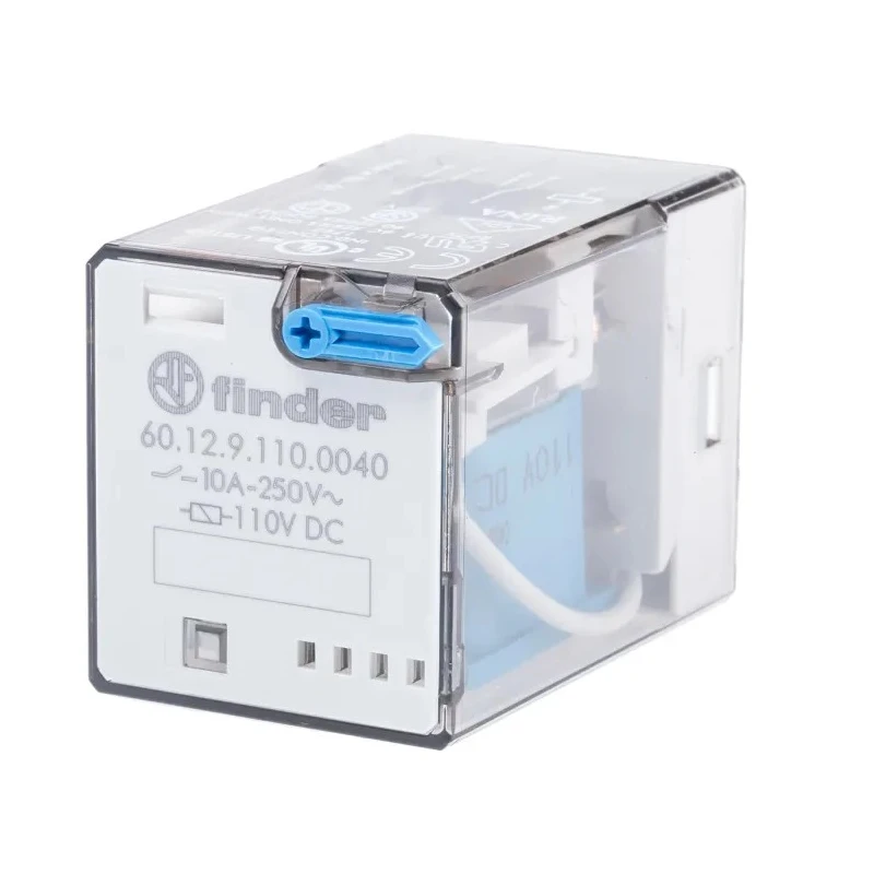 Finder Power Relay, 110V DC Coil Voltage, 10A Switching Current, DPDT Contact, Silver Alloy Contacts, Model 60.12.9.110.0040