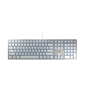 Cherry KC 6000 SLIM Wired USB Keyboard for Mac with QWERTY (UK) Layout, Silver White JK-1610GB-1