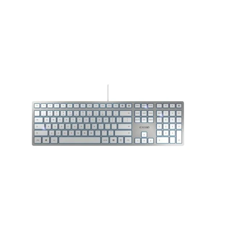 Cherry KC 6000 SLIM Wired USB Keyboard for Mac with QWERTY (UK) Layout, Silver White JK-1610GB-1