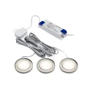 Knightsbridge Dimmable LED Cabinet Light Kit 230V AC, 2.5W per Light, 150mm Length, 3000K Warm White, Brushed UNDKIT3BCWW