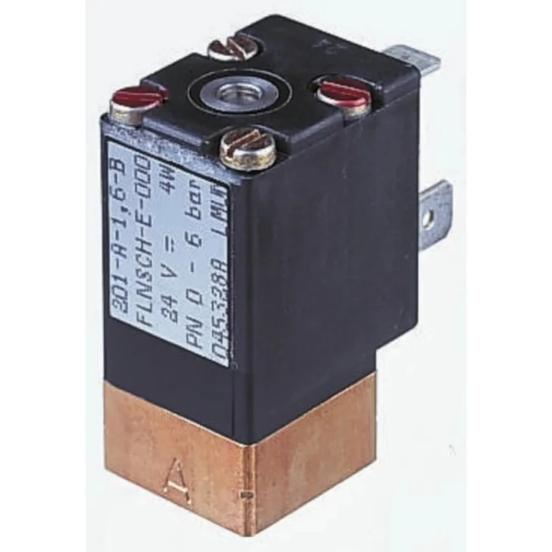 Burkert Solenoid Valve 2 Port Normally Closed 24V dc Brass Polyamide Body 1/8 in Inlet 1/8 in Outlet 138054