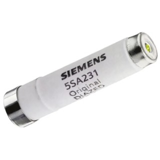 Siemens 6A, 500V AC D02 Diazed Fuse, Ceramic Body, Green Cap, E16 Thread Size 5SA231