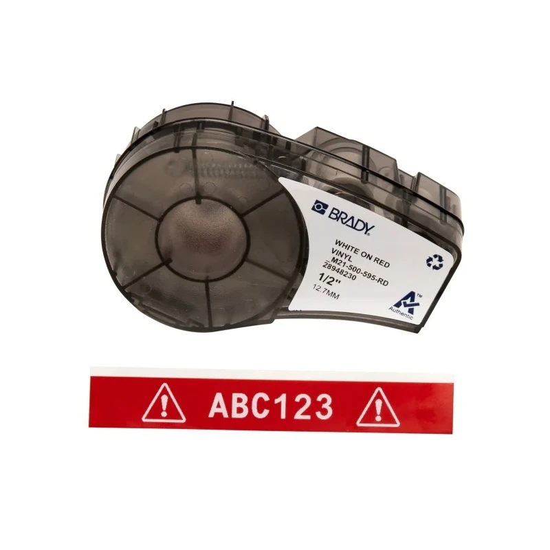 Brady White on Red Label Printer Tape 12.7 mm Width 6.4 m Length BMP21 LAB Compatible M21-500-595-RD