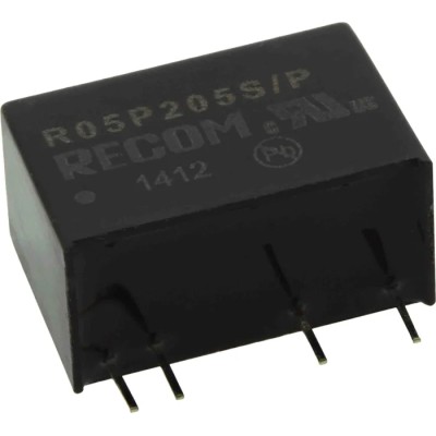 Recom DC/DC Converter 5V DC Output, 400mA, 5V DC Input, 4.5V Min Input, 2W Power, Through Hole SIP Package, 95°C R05P205S/P