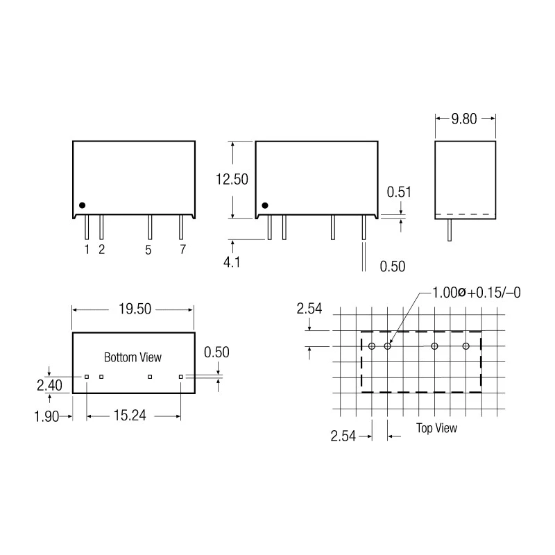Recom DC/DC Converter 5V DC Output, 400mA, 5V DC Input, 4.5V Min Input, 2W Power, Through Hole SIP Package, 95°C R05P205S/P