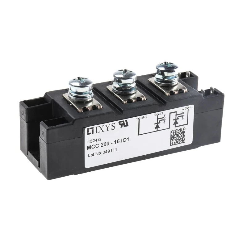 IXYS Dual Thyristor Module 1600 V 8.6 kA 216 A 150 mA 1.2 V 7-Pin MCC200-16IO1