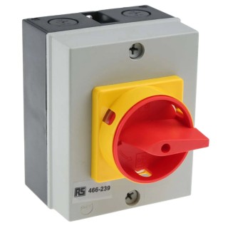 RS PRO 4-Pole DIN Rail Isolator Switch, IP65 Rated, 40A Switching Current, 15kW Power, Red Handle IP65